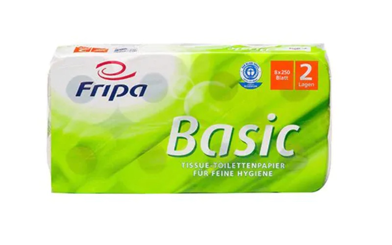 Toilettenpapier 2-lagig, "Basic" weiss, 250 Blatt pro Rolle, VPE= 64 Rollen (8x 8)