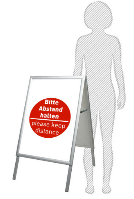 Kundenstopper Outdoor mit DIN A1 Plakat "Bitte Abstand halten"