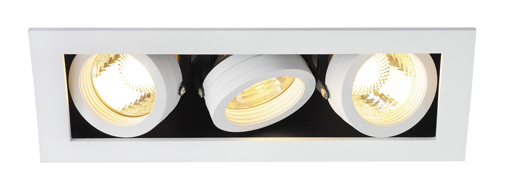 KADUX 3 GU10 Downlight, eckig, mattweiss, max. 3x50W