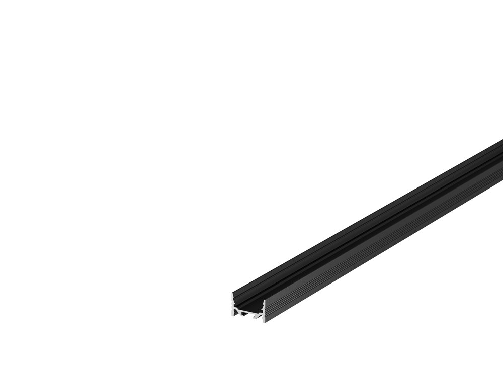 GRAZIA 20 LED Aufbauprofil, flach, gerillt, 3m, schwarz