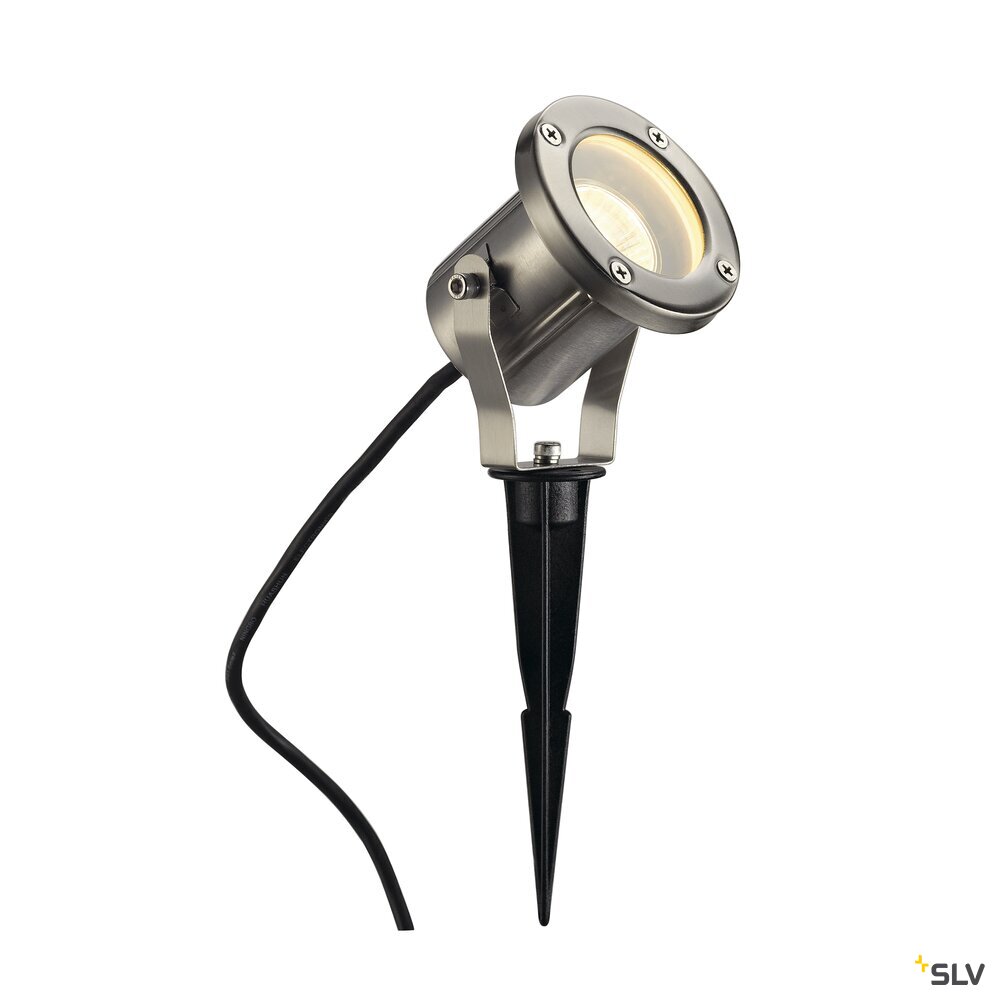 NAUTILUS 10, Outdoor Spiessleuchte, QPAR51, IP55, edelstahl, max. 25W, inkl. 1,5m Kabel und Stecker