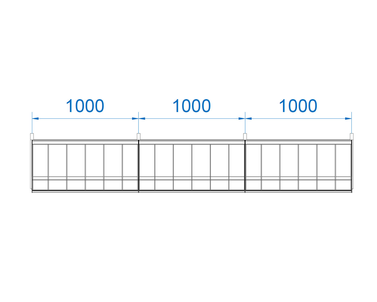 Tegometall Süßwarenregal 3m, Höhe 220 cm