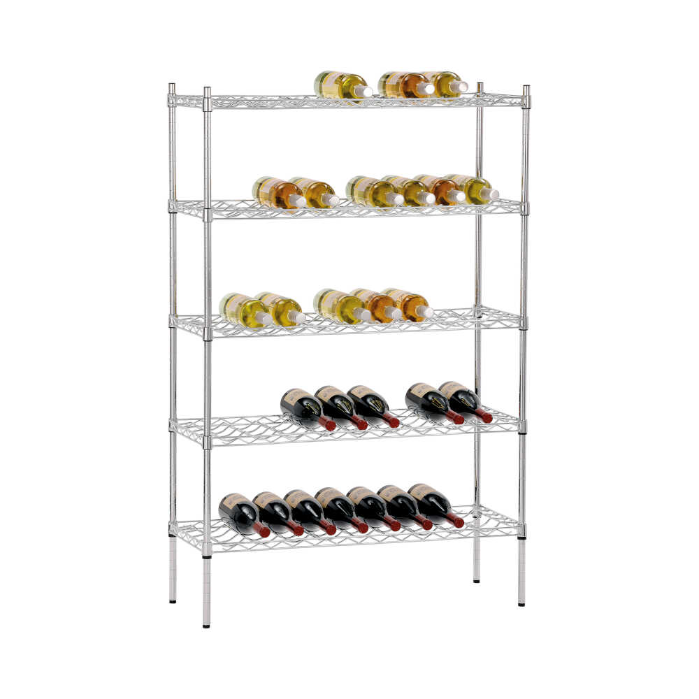Bartscher Wein-Regal 5200, 5 Böden, verchromter Stahl, 900 x 350 x 1390mm