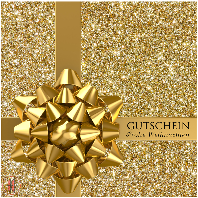 Geschenkgutschein golden Glitter (12 Stück)