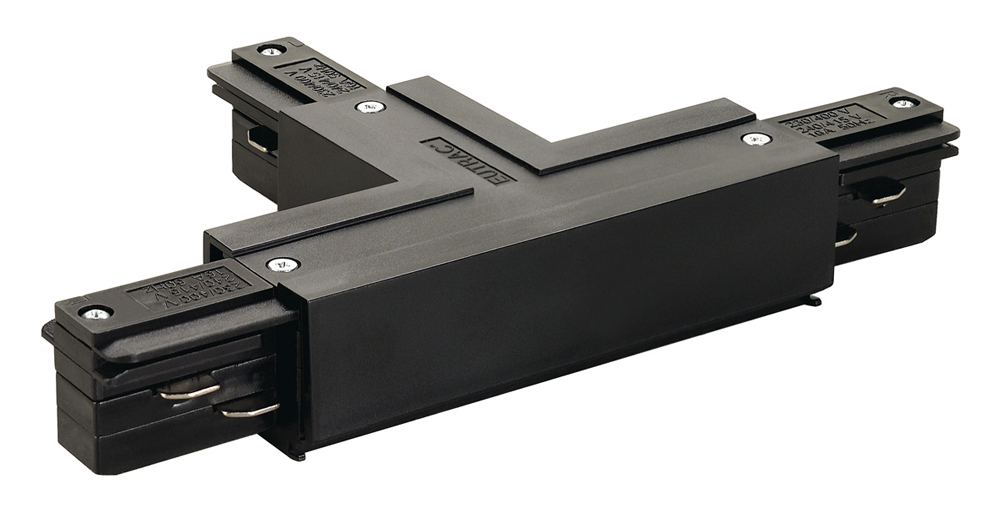EUTRAC T-Verbinder für 3-Phasen-Hochvolt-Aufbauschienen, Erde links, schwarz