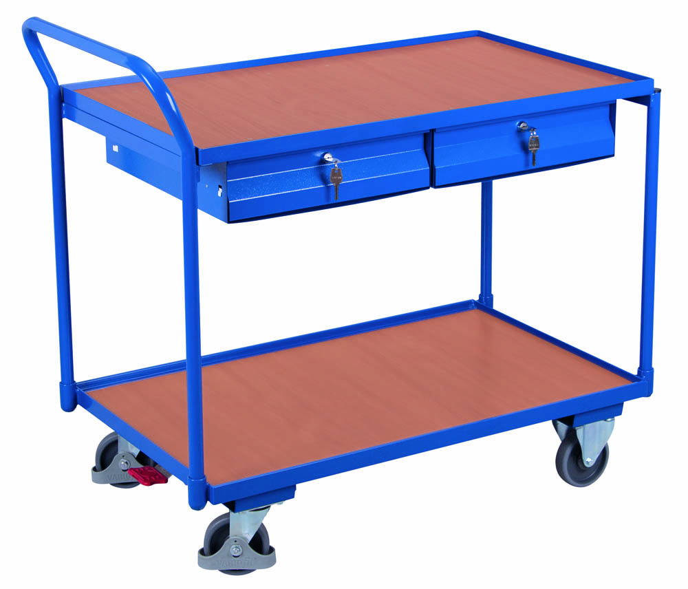 VARIOfit Tischwagen mit 2 Ladeflächen und 2 Schubladen