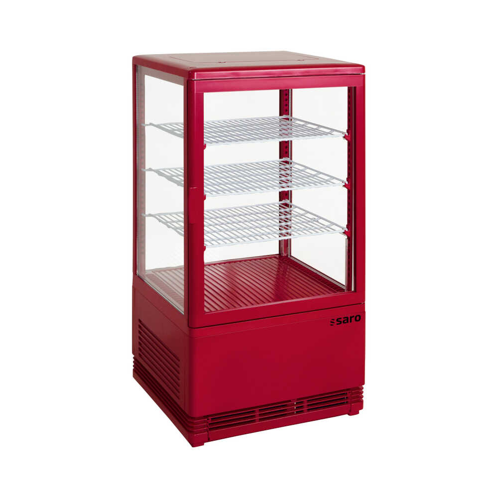 Saro Mini-Kühlvitrine rot, SC70, Umluftkühlung, 0/+12°C, 428 x 386 x 885mm