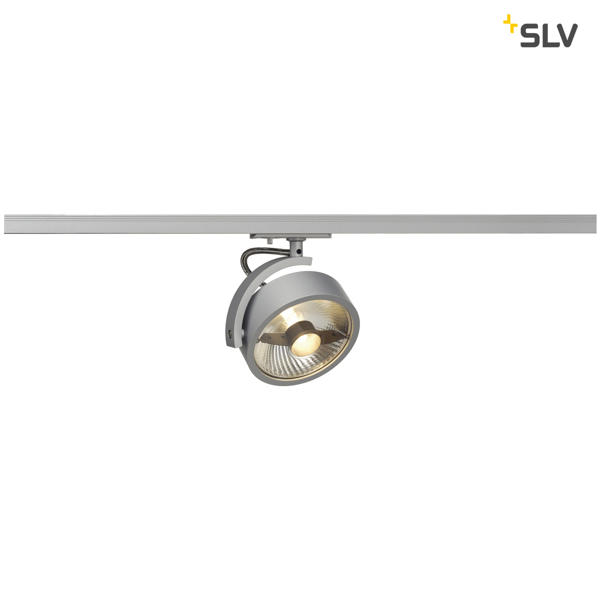 KALU TRACK QPAR111 Leuchtenkopf für 1-Phasen-Hochvolt-Stromschienen, silber, inkl. 1-Phasen-Adapter