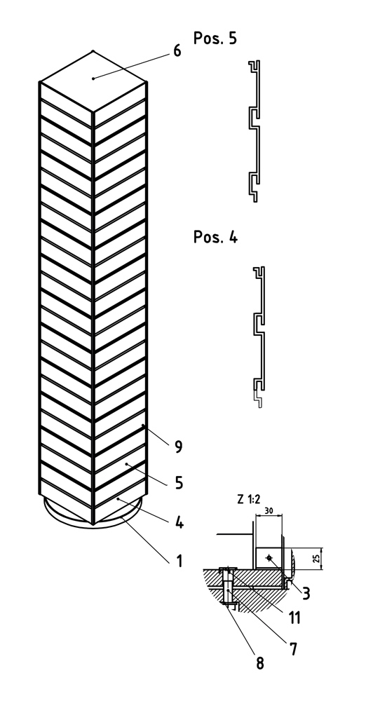 KS Lamellenwand Tower mit Fuß