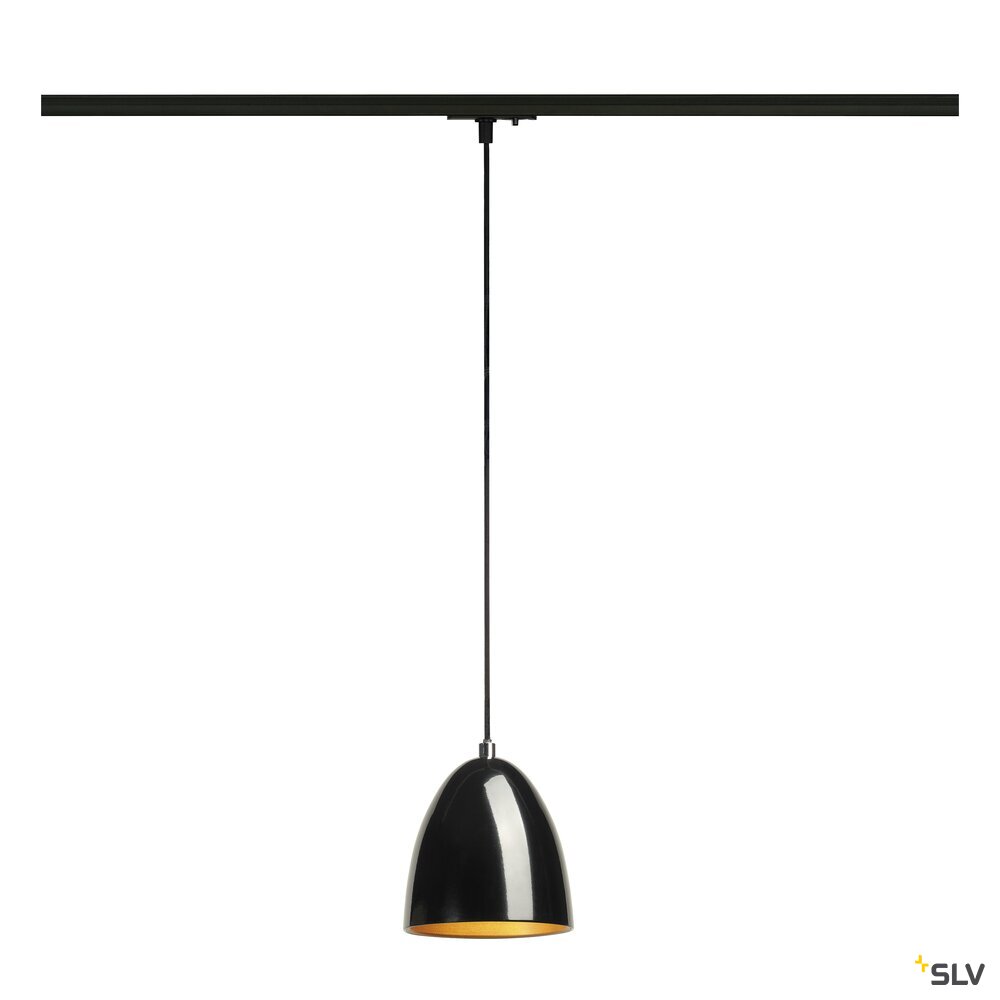 PARA CONE 14 Pendelleuchte für 1-Phasen-Hochvolt-Stromschienen, rund, schwarz/gold, inkl. schwarzem 1-Phasen-Adapter