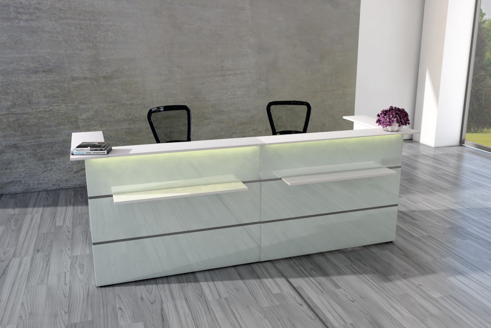 Empfangstheke Atlantis mit Glasfront, Breite 295 cm 