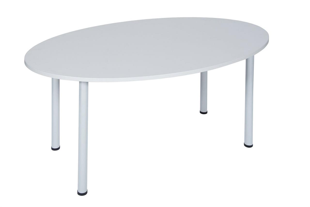 Ovaler Besprechungstisch mit grauem Tischgestell