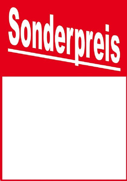 Werbeschild aus Pappe Sonderpreis