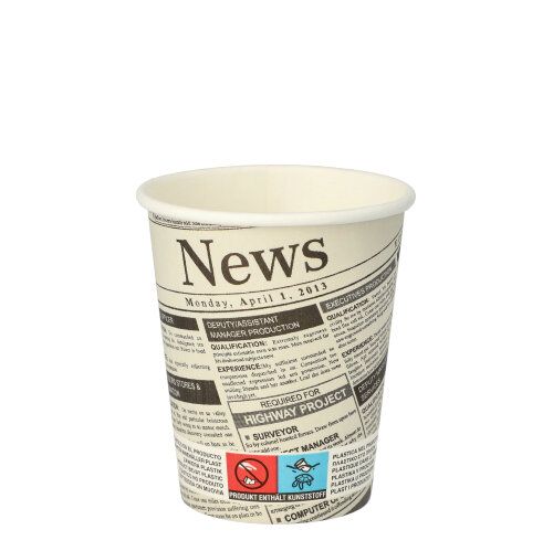 Pappbecher "To Go" 0,2 l Ø 8 cm x 9,2 cm "Newsprint", VPE= 1000 Stück (20x 50)