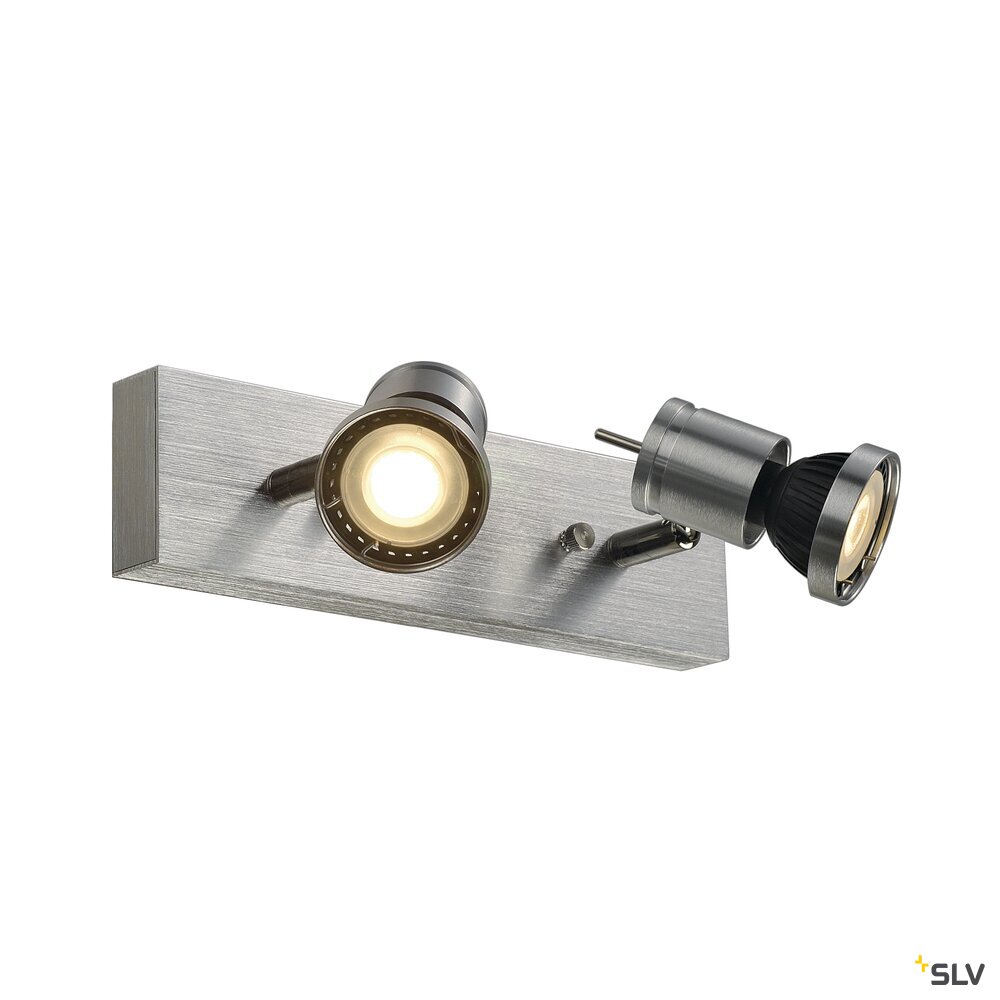 ASTO, Wand- und Deckenleuchte, zweiflammig, QPAR51, aluminium gebürstet, max. 150 W