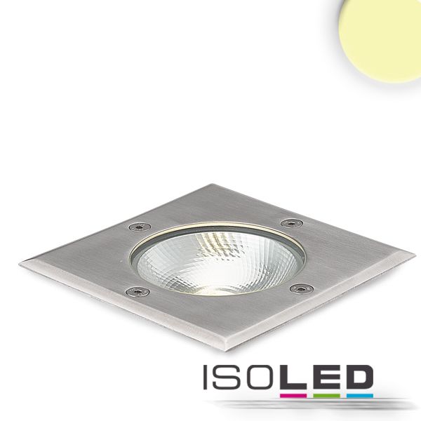 LED Bodeneinbaustrahler, quadr. Edelstahl, IP67, 7W COB, 90°, warmweiß