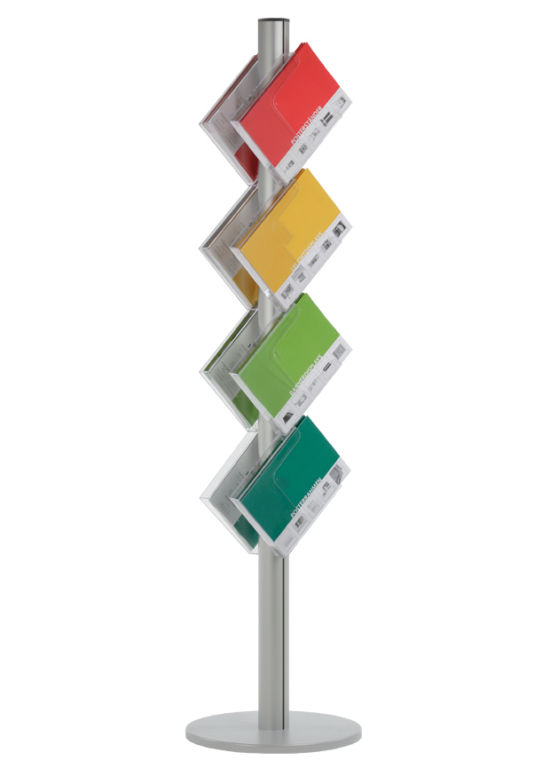 Prospektständer Obelisk doppelseitig mit 8x DIN A4 Prospektablagen