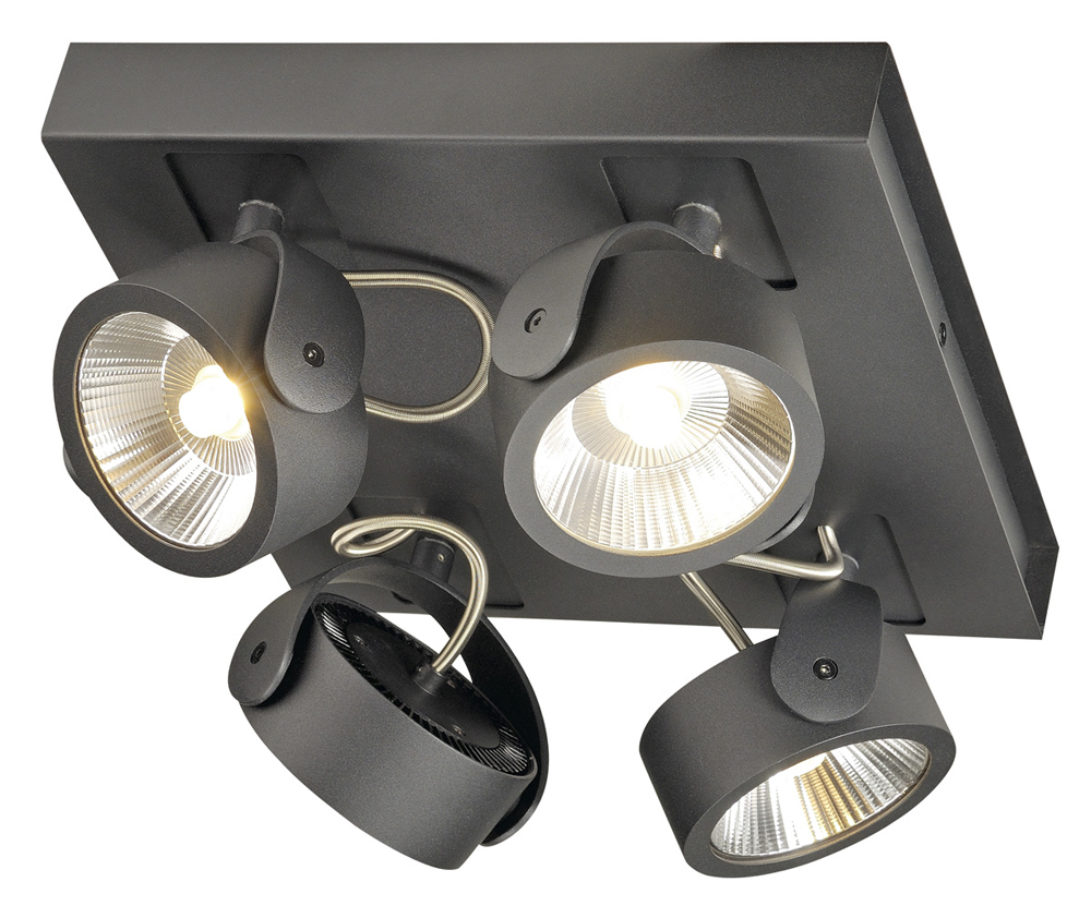 KALU LED 4 Wand- und Deckenleuchte, square, schwarz, 3000K, 60°