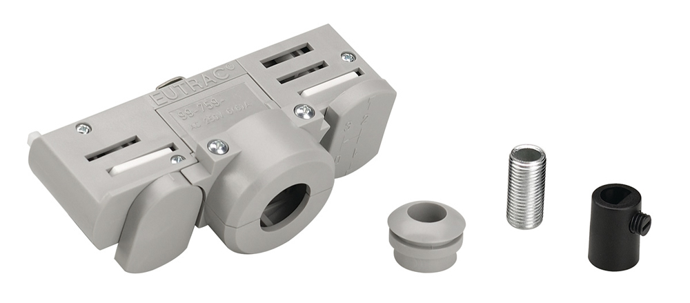 EUTRAC Pendelleuchtenadapter für 3-Phasen-Hochvolt-Stromschienen, grau, inkl. Montagezubehör