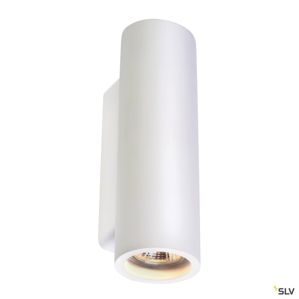 PLASTRA, Wandleuchte, QPAR51, rund, Tube, weißer Gips, max. 70W