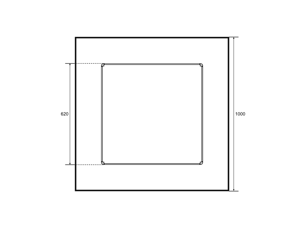 Mittelraumpräsenter 4-Eck Turm schmal, Höhe 143cm