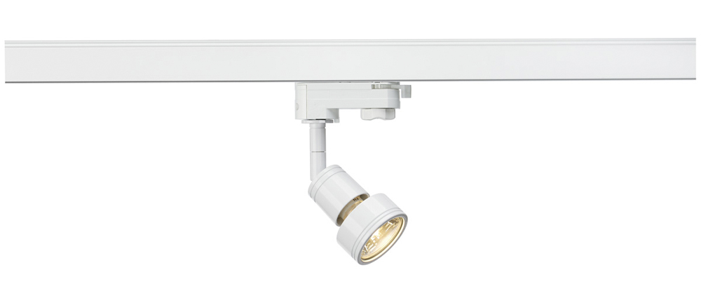 PURI Lampenkopf für 3-Phasen-Hochvolt-Schienensysteme, weiß, GU10, max. 50W, inkl. 3-Phasen-Adapter