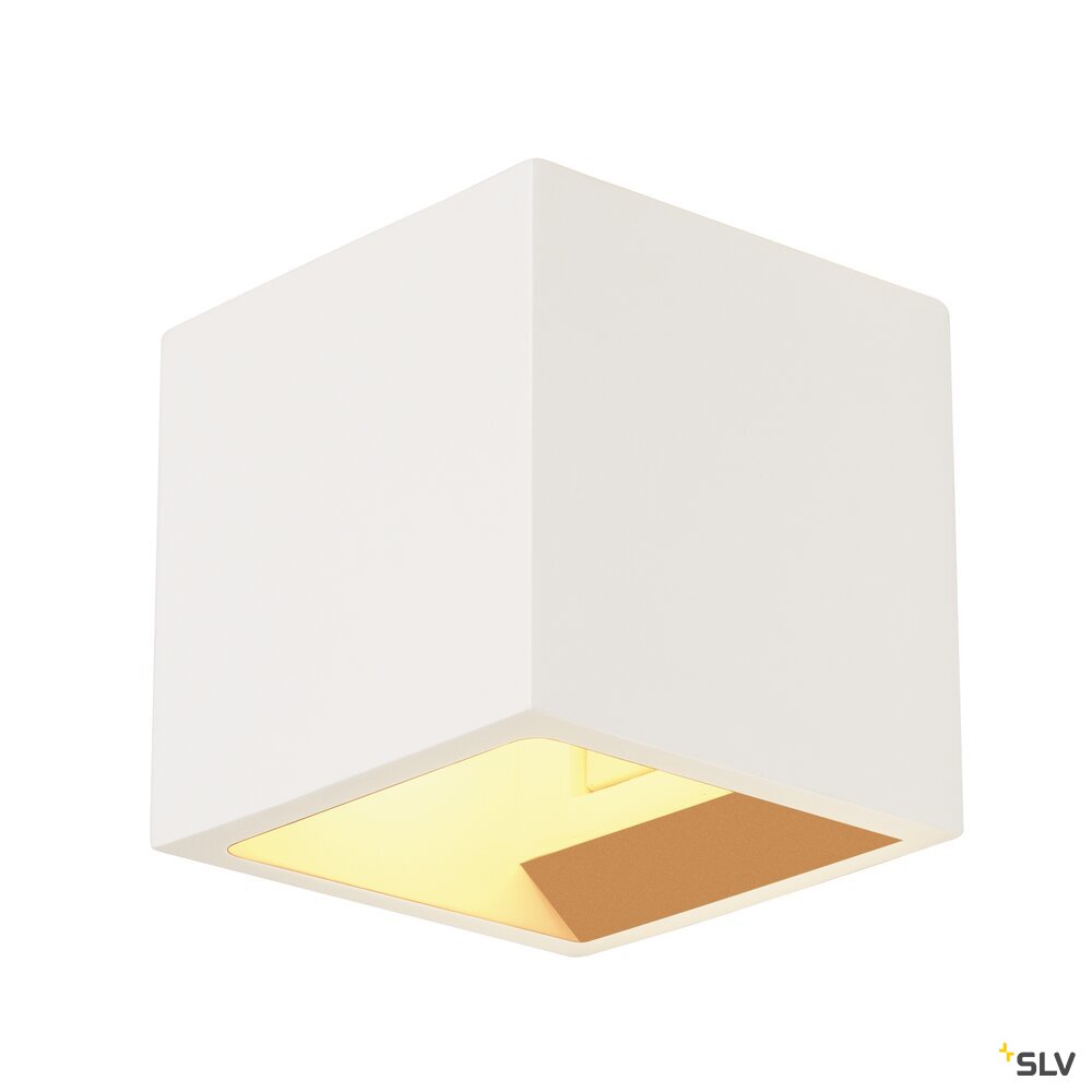PLASTRA, Wandleuchte, QT14, eckig, Cube, weißer Gips, max. 42 W