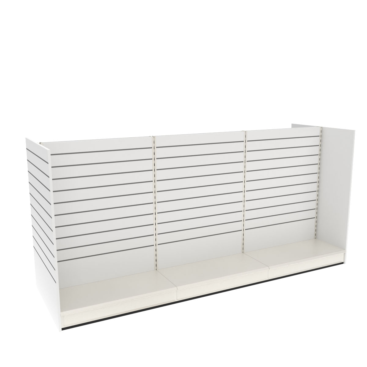 Mittelraumregal 3 m mit Stirnregal und Paneelwand, Höhe 140 cm
