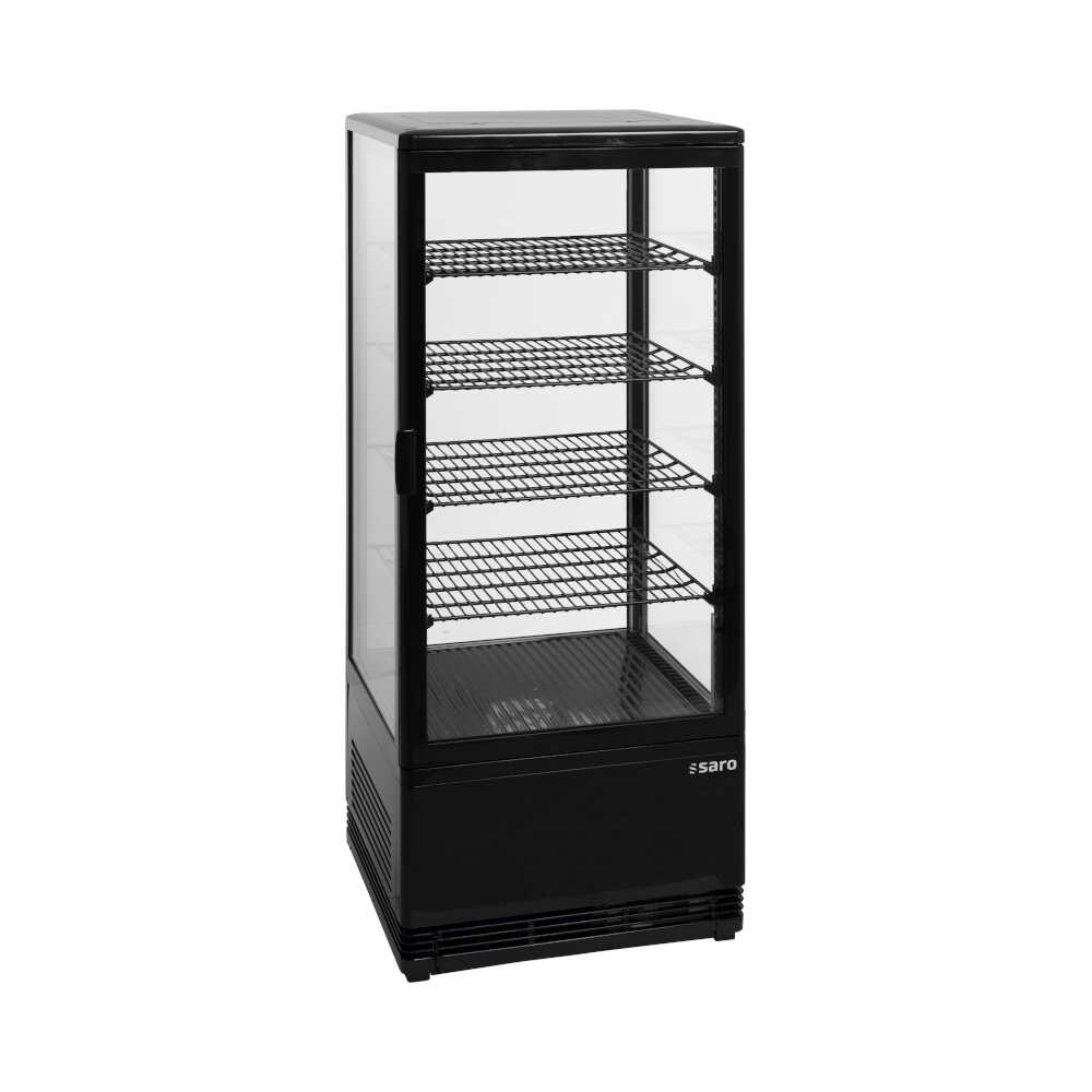 Saro Mini-Kühlvitrine schwarz, SC100, Umluftkühlung, 0/+12°C, 428 x 386 x 1110mm