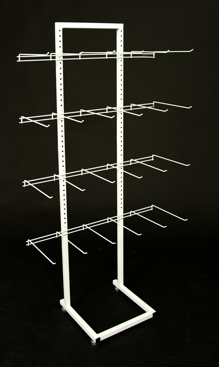 Hakenständer weiß mit 4 Hakenleisten (6 Haken je 30 cm lang)