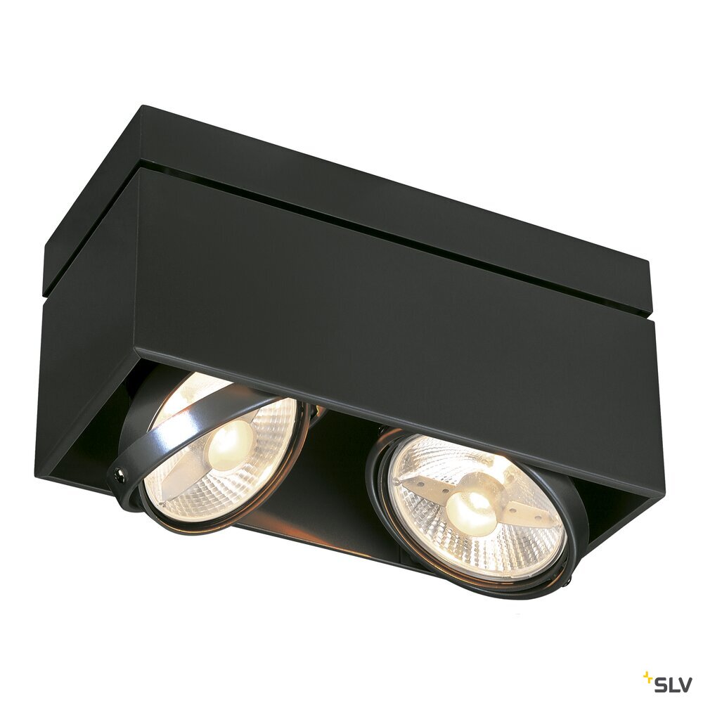 KARDAMOD, Deckenleuchte, zweiflammig, QPAR111, rechteckig, schwarz matt, max. 150W