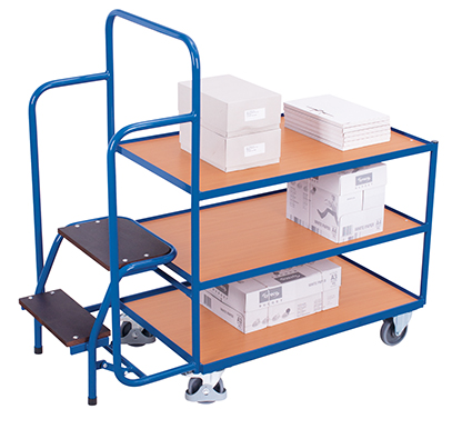 VARIOfit Kommissionierwagen mit 3 Ladeflächen, niedrig