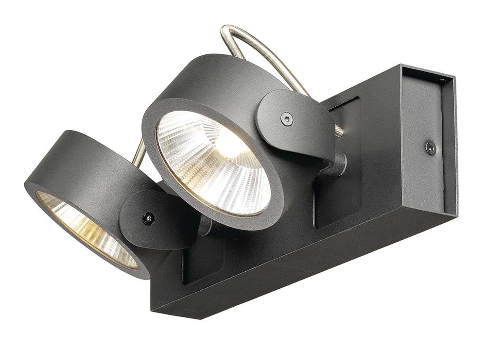 KALU LED 2 Wand- und Deckenleuchte, schwarz, 3000K, 60°