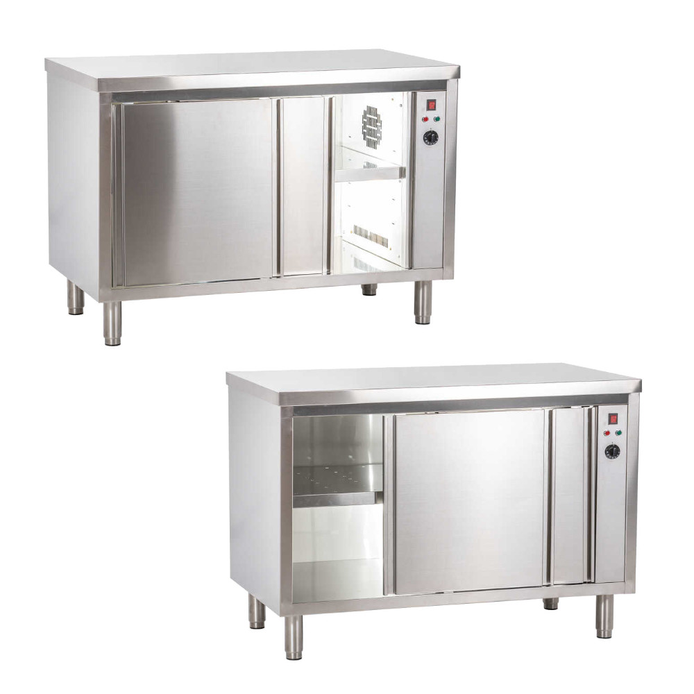 KBS Edelstahl Wärmeschrank PRO, mit Schiebetüren, 230V, 600 mm Bautiefe