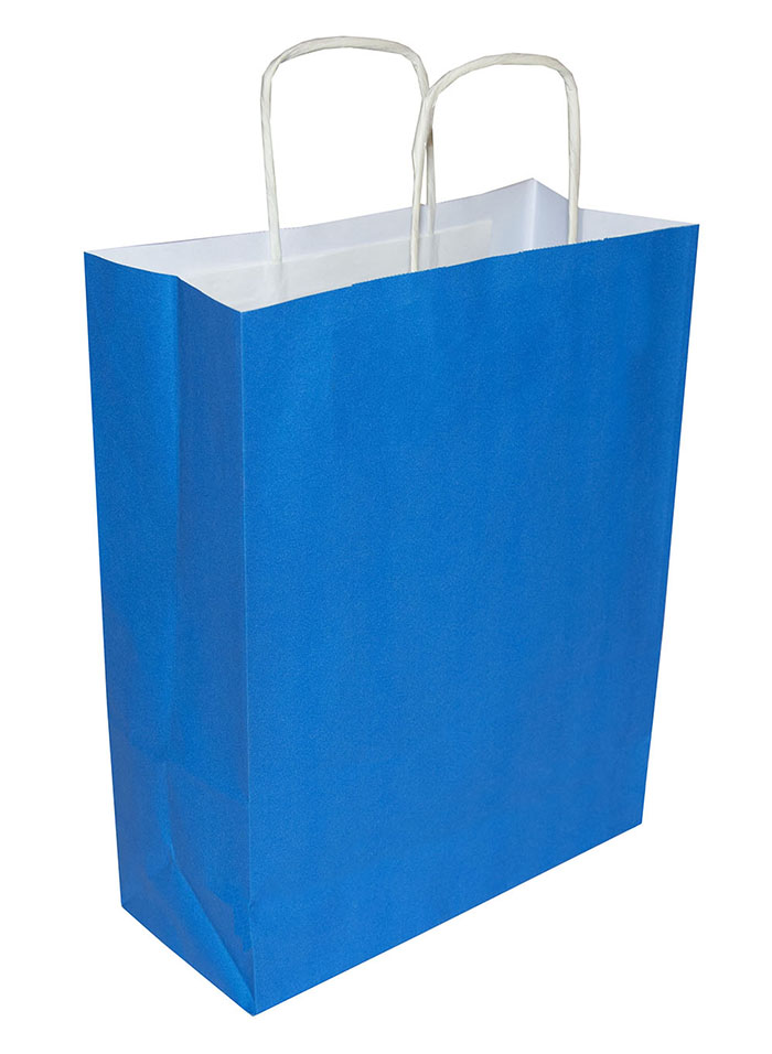 Papiertaschen Blau - mit Kordelgriff