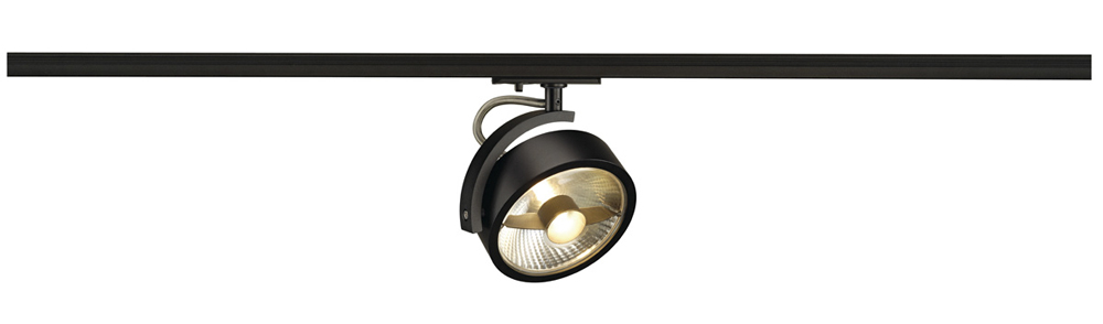 KALU TRACK QPAR111 Leuchtenkopf für 1-Phasen-Hochvolt-Stromschienen, schwarz, inkl. 1-Phasen-Adapter
