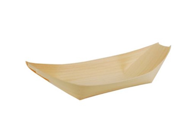 Fingerfood-Schalen aus Holz "pure", 21,5 x 10 cm "Schiffchen", VPE= 500 Stück (10x 50Stück)