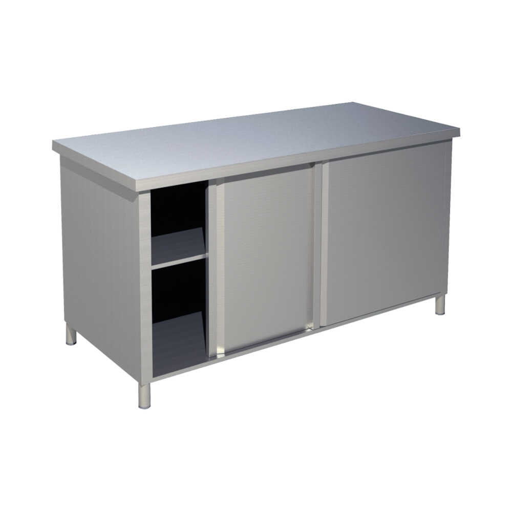 KBS Edelstahl Arbeitsschrank PRO, ohne / mit Aufkantung, 600 mm Bautiefe