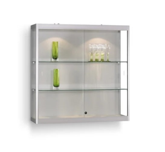Wandvitrine MPC 1000, in schwarz oder silber eloxiert, mit LED-Beleuchtung