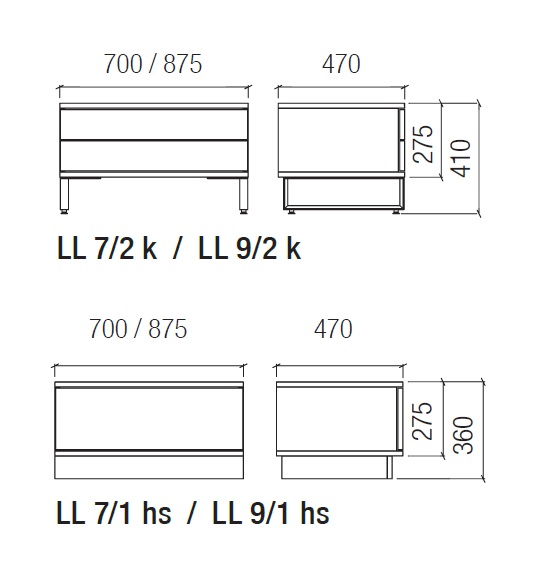 LL-Container mit 1 hohen Schublade