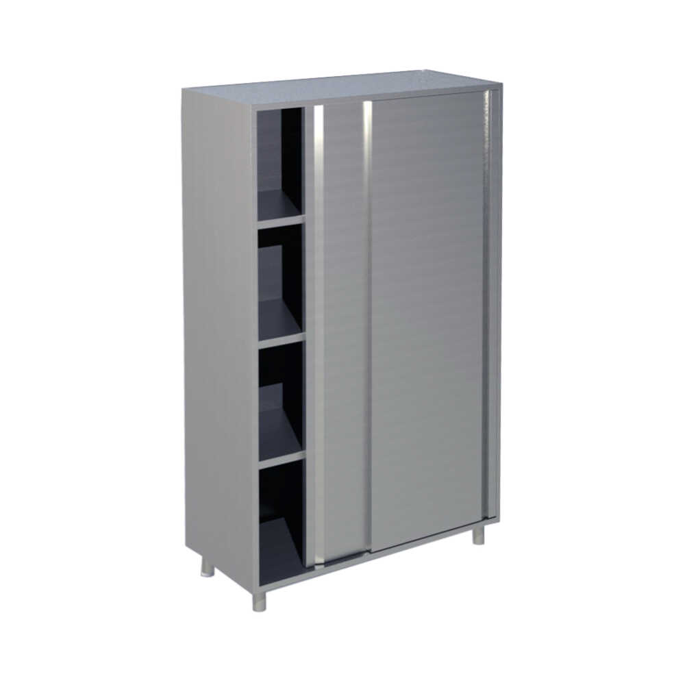 KBS Edelstahl Geschirrschrank PRO, mit Schiebetüren, 1400 x 700 x 1800 mm