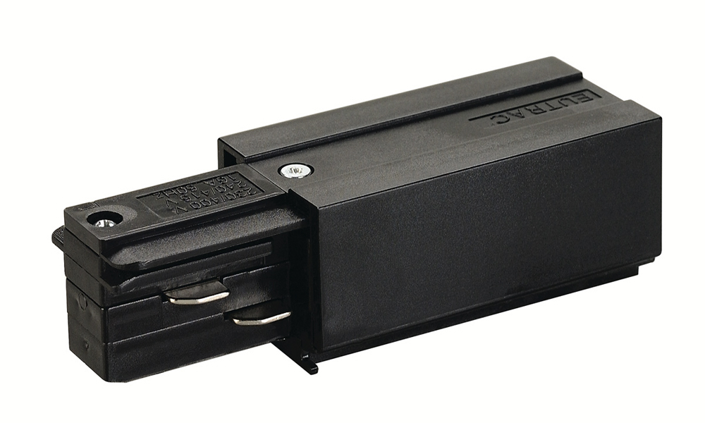 EUTRAC Einspeiser für 3-Phasen-Hochvolt-Aufbauschienen, links, schwarz