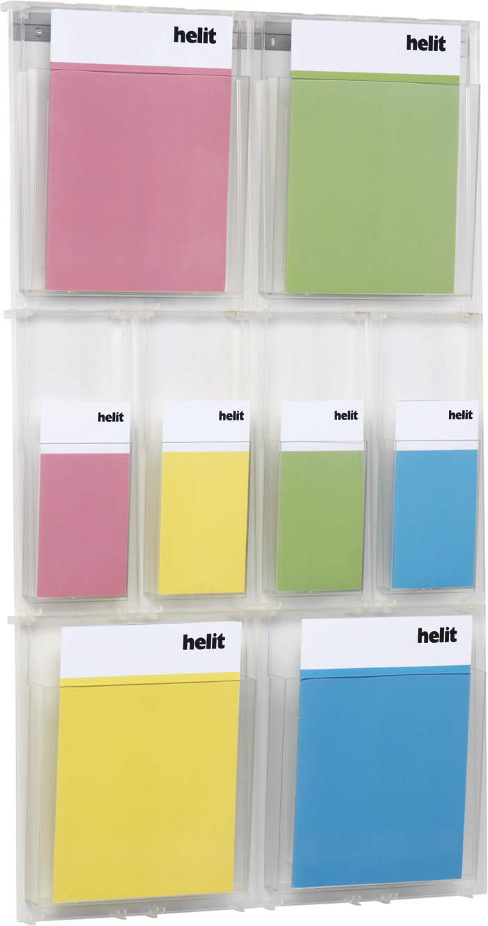 helit © Wand Display 4 Taschen A4 hoch, 4 Taschen 1/3 A4 hoch