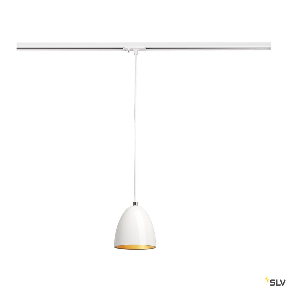 PARA CONE 14 Pendelleuchte für 1-Phasen-Hochvolt-Schienensystem, rund, weiß/gold, inkl. weißem 1-Phasen-Adapter