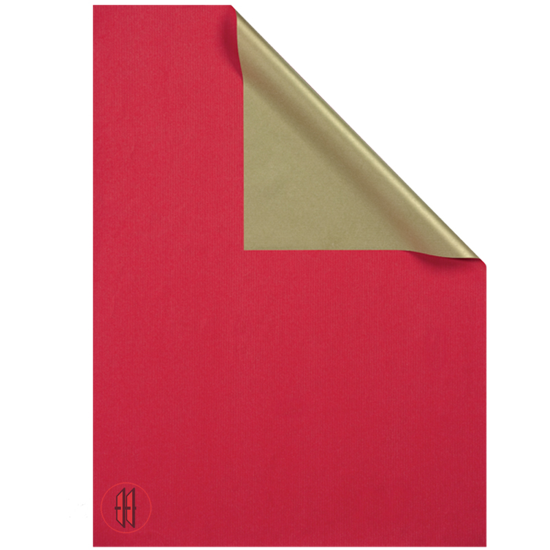 Geschenkpapier zweifarbig rot/gold - Rolle