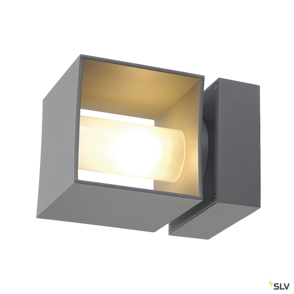 SQUARE TURN, QT14, Outdoor Wandleuchte, silbergrau, max. 42W, IP44