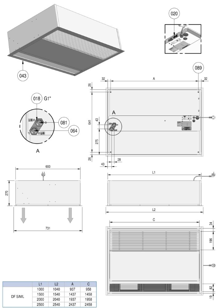 Komfort-Türluftschleier DoorFlow2 - automatisch - Elektro Wärmetauscher 