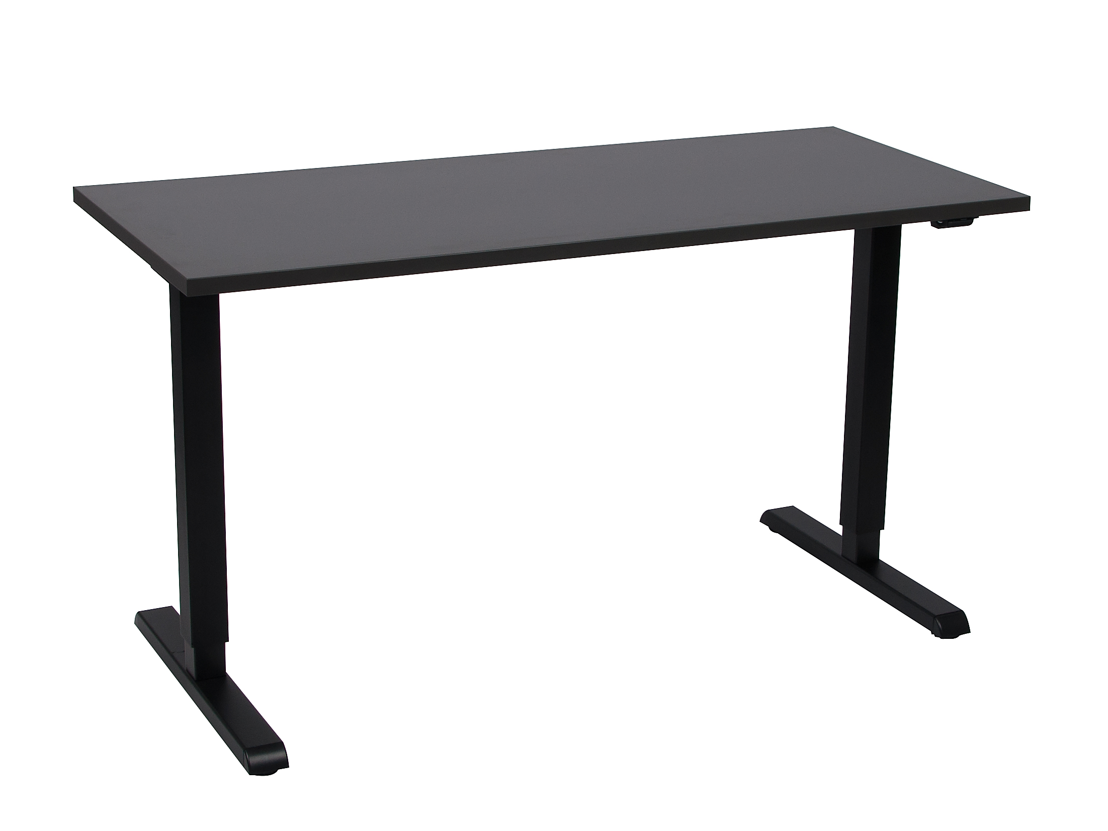 Home-Office Schreibtisch elektrisch höhenverstellbar 140x60cm, Gestell schwarz