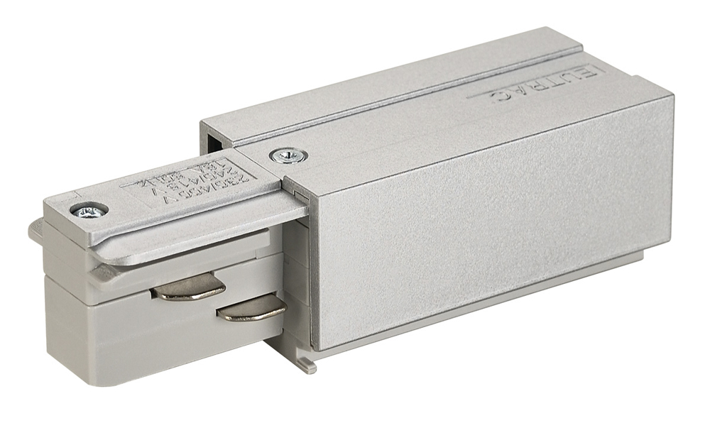 EUTRAC Einspeiser für 3-Phasen-Hochvolt-Aufbauschienen, links, silbergrau