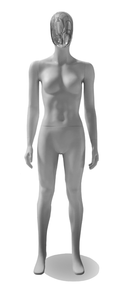 Penther Damen Schaufensterpuppe, athletischer Körper mit Chrommaske, Magnethaltesystem